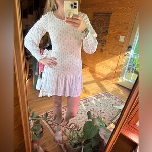 Perry Walker Smocked Bodice Long Sleeve Mini Dress 0 Boho Feminine Romantic Chic